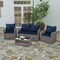 Merrick Lane Atlas 4 Piece Patio Set Contemporary Loveseat, 2 Chair and Coffee Table Set with Back Pillows and Seat Cushions